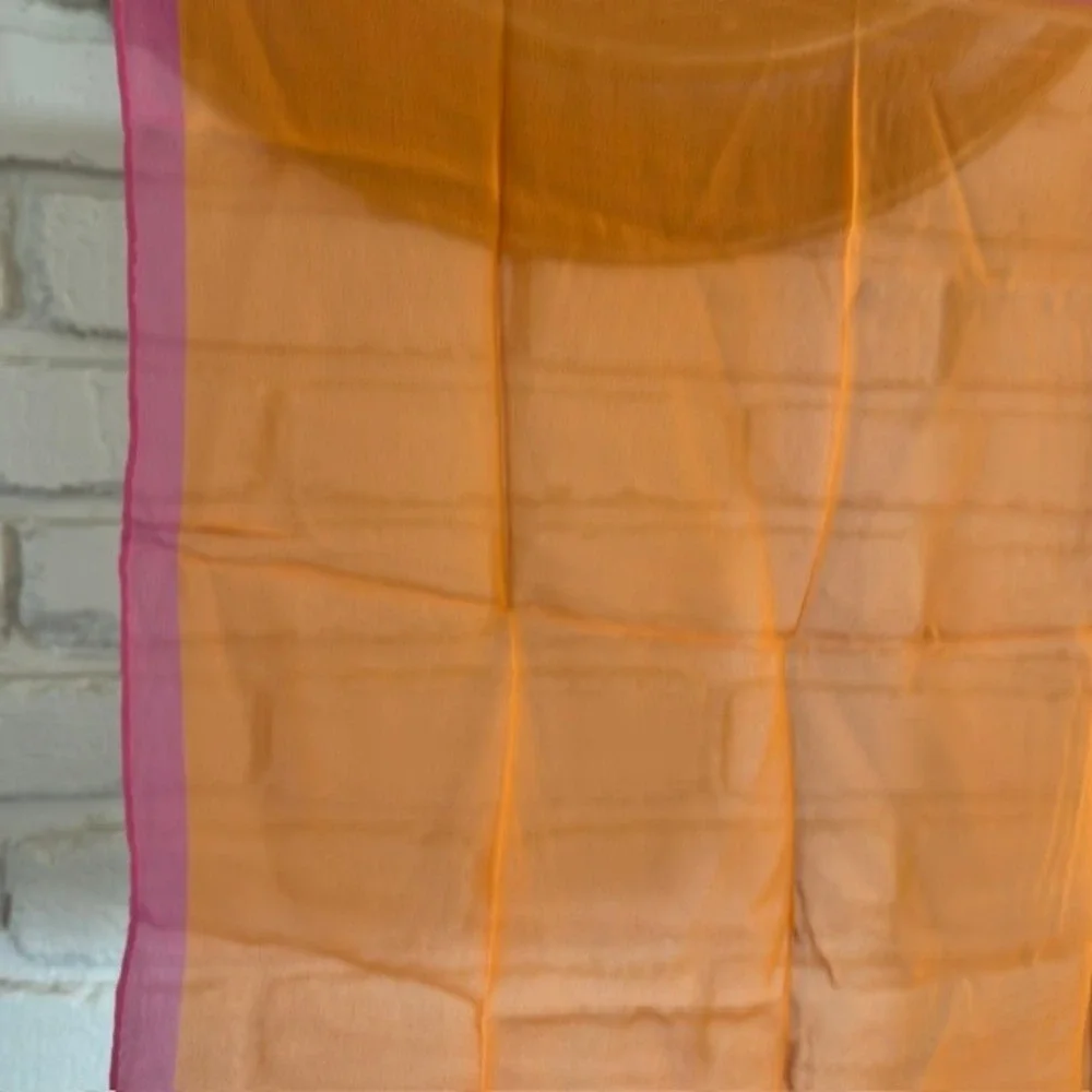 Liz Claiborne Silk‎ Chiffon Y2K Orange Pink Color Block Square Scarf